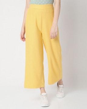 joy high-rise ribbed pants with elasticated waist