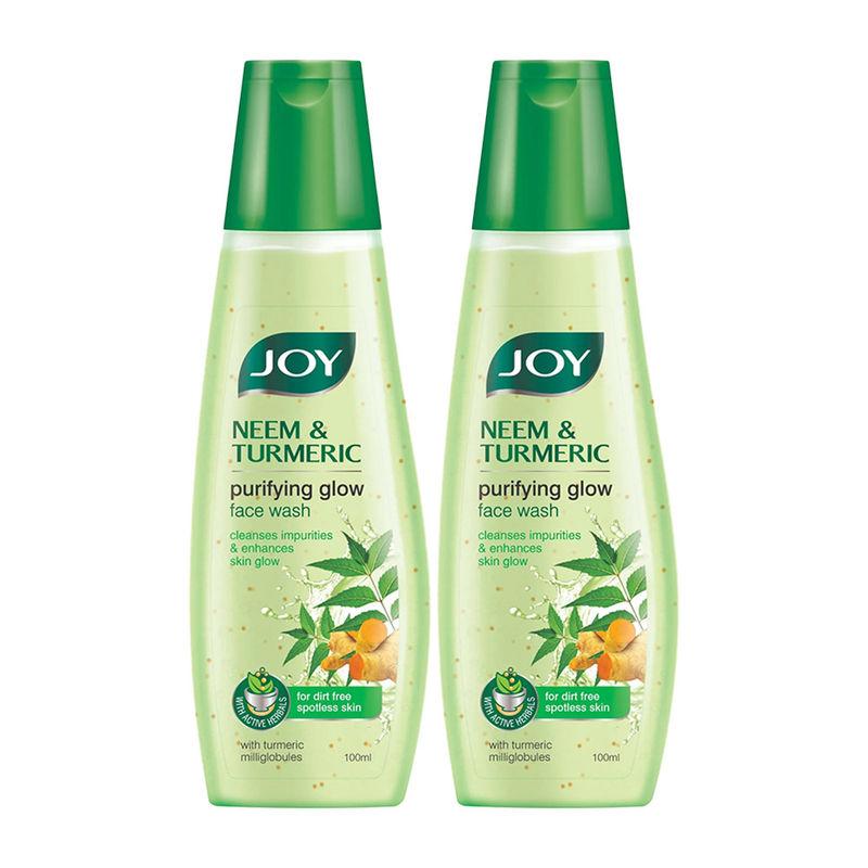 joy neem & turmeric purifying glow face wash - pack of 2 (each 100ml)