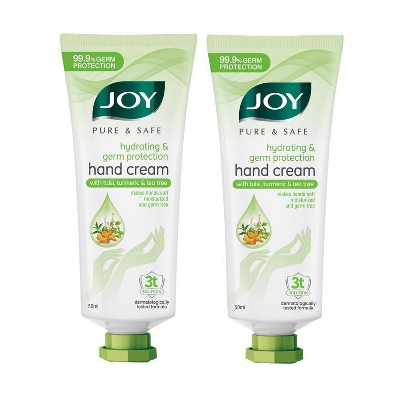 joy pure & safe hydrating & germ protection hand cream with tulsi turmeric & tea tree - pack of 2