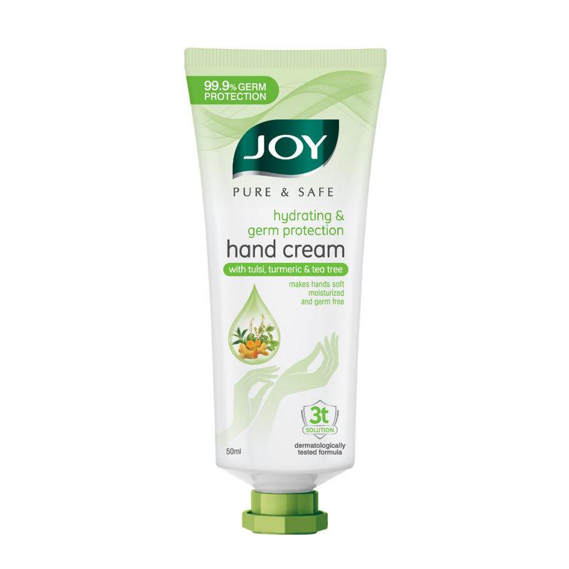 joy pure & safe hydrating & germ protection hand cream with tulsi turmeric & tea tree