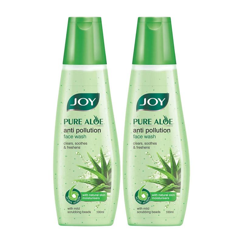 joy pure aloe anti pollution face wash - pack of 2 (each 100ml)