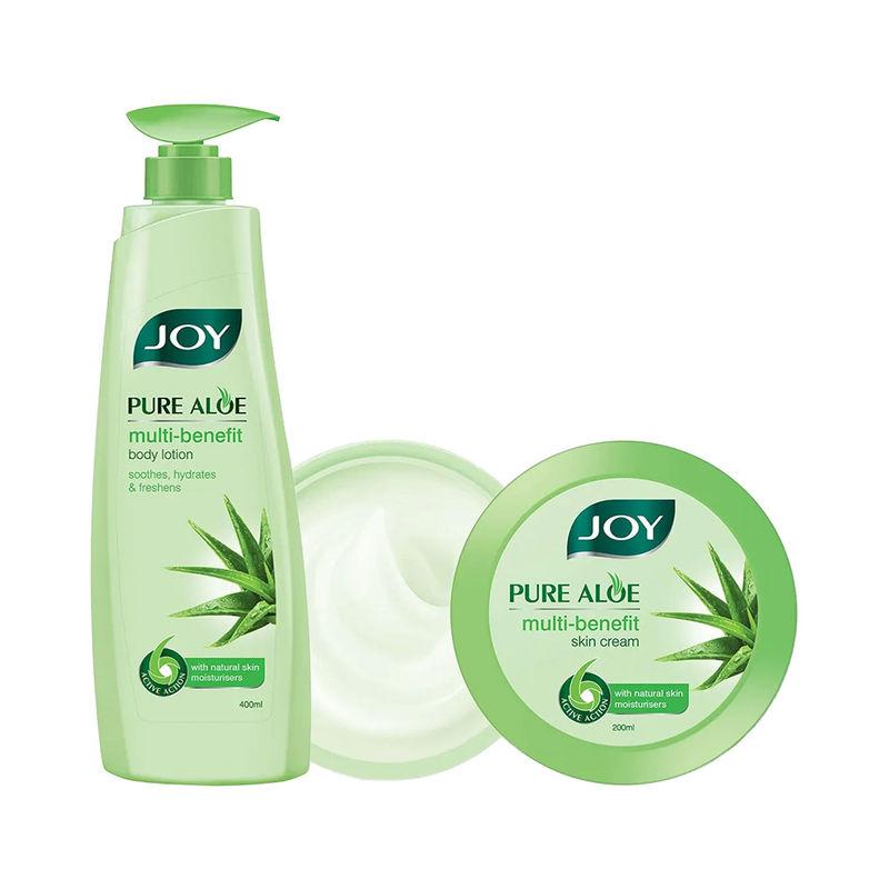joy pure aloe multi-benefit body lotion and pure aloe multi benefit skin cream(600 ml)