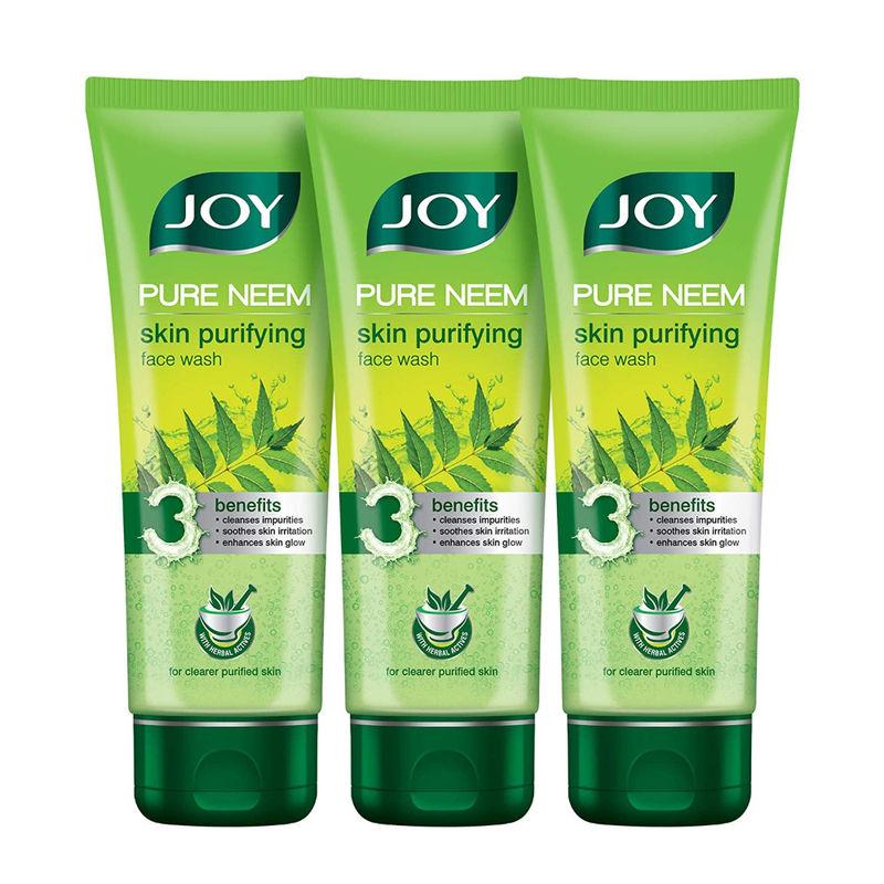 joy pure neem skin purifying face wash - pack of 3