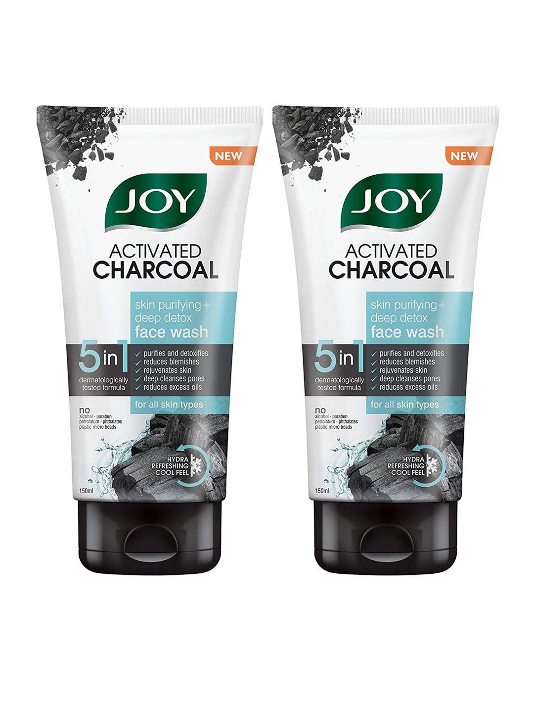 joy set of 2 activated charcoal skin purifying deep detox face wash - 150ml each