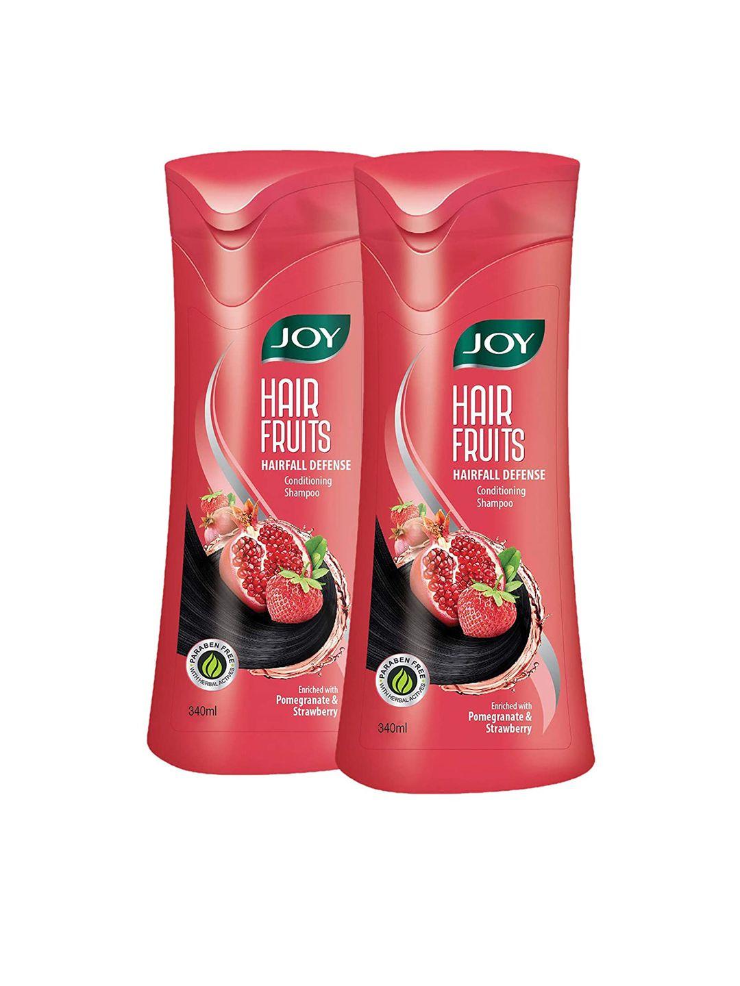 joy set of 2 hair fruits hairfall defense conditioning shampoo with strawberry- 340ml each