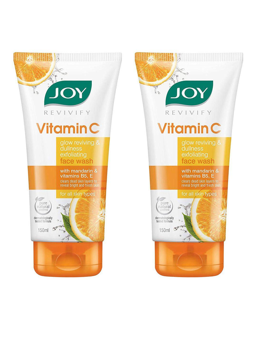 joy set of 2 revivify vitamin c glow reviving & dullness exfoliating face wash- 150ml each