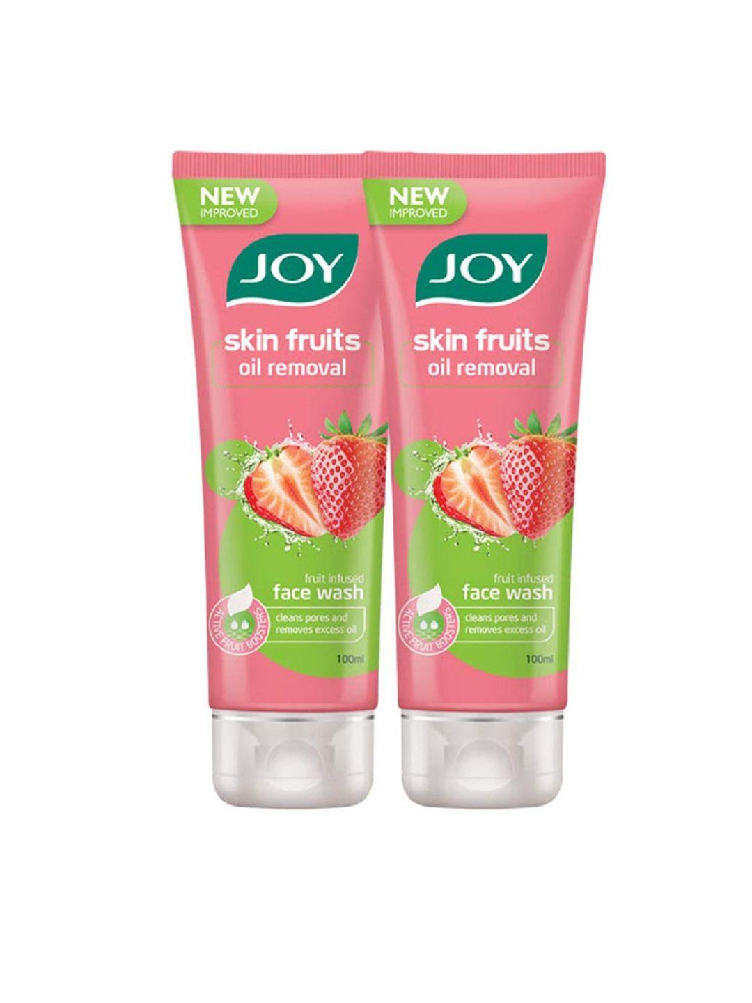 joy set of 2 skin fruits oil removal strawberry face wash - 100ml each