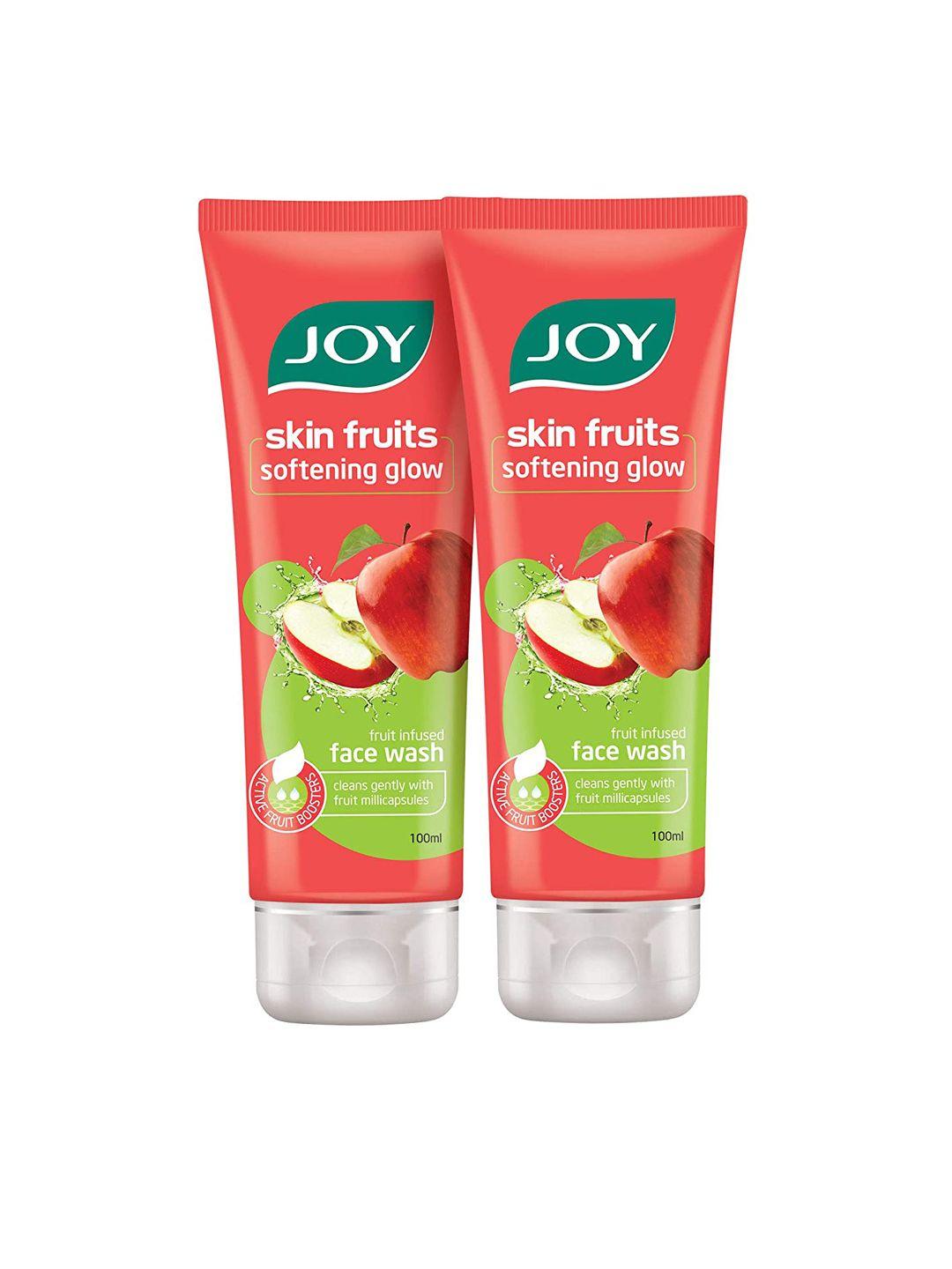 joy set of 2 skin fruits softening glow apple face wash - 100 ml each