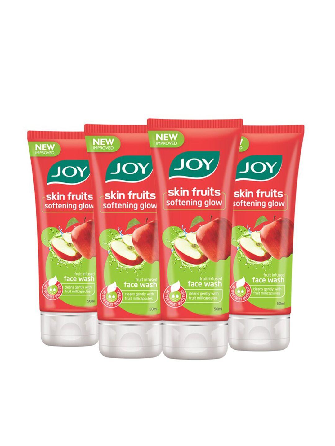 joy set of 4 skin fruits softening glow apple face wash - 50ml each