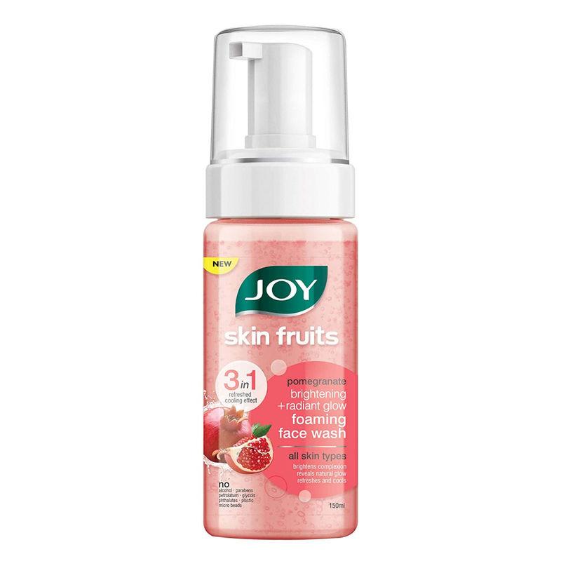 joy skin fruits pomegranate brightening radiant glow foaming face wash