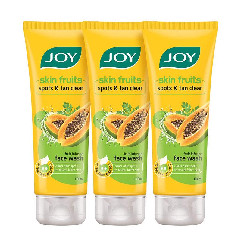 joy skin fruits spots & tan clear papaya face wash - pack of 3