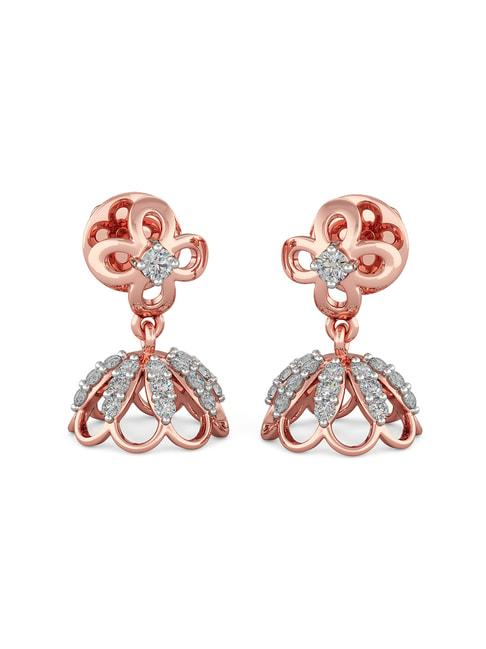 joyalukkas 18k rose gold & diamond jhumki earrings