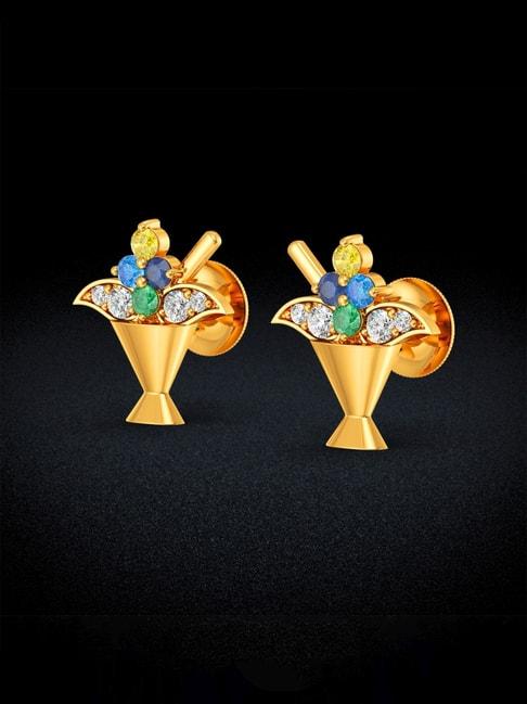 joyalukkas 22k gold ice cream cup stud earrings for women