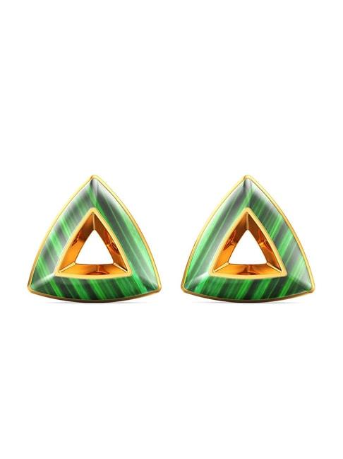 joyalukkas gold 18k tri wave leaf stud earrings for women