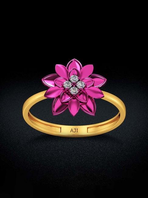 joyalukkas gold 22k pink aromatic floral ring for women