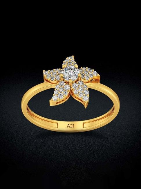 joyalukkas gold 22k white stone blossoming flower ring for women