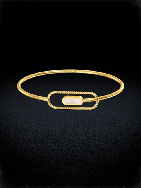 joyalukkas 18k gold capsulize-shaped shining thin bangle for women