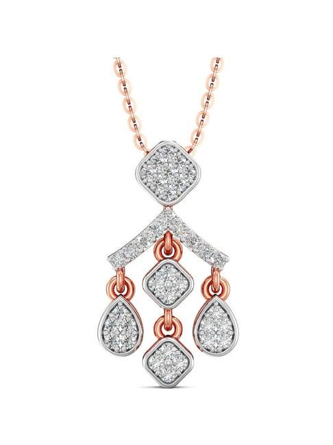 joyalukkas 18k rose gold & diamond pendant with chain for women