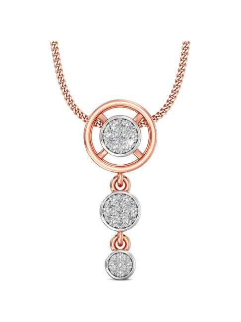 joyalukkas 18k rose gold & diamond pendant with chain for women
