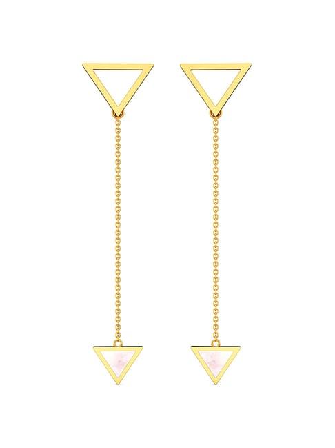 joyalukkas gold 18k swinging pyramids dangler earrings for women