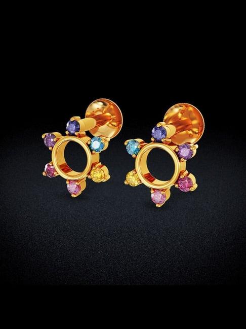 joyalukkas gold 22k color spectrum stud earrings for women