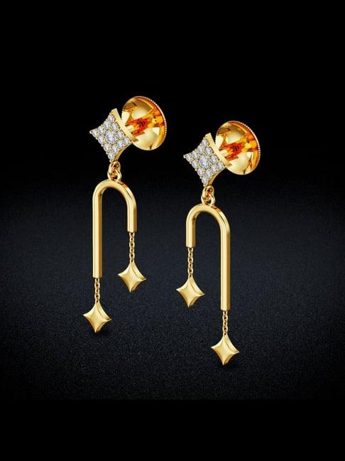 joyalukkas gold 22k drooping shining chandelier dangler earrings for women