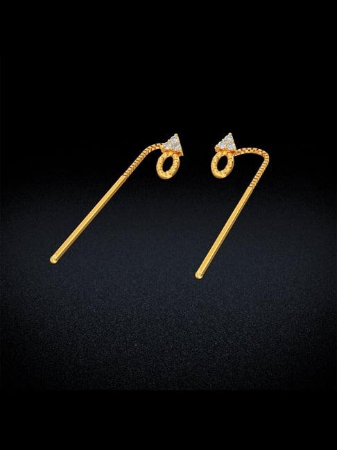 joyalukkas gold 22k stitch model sui-dhaga earrings for women