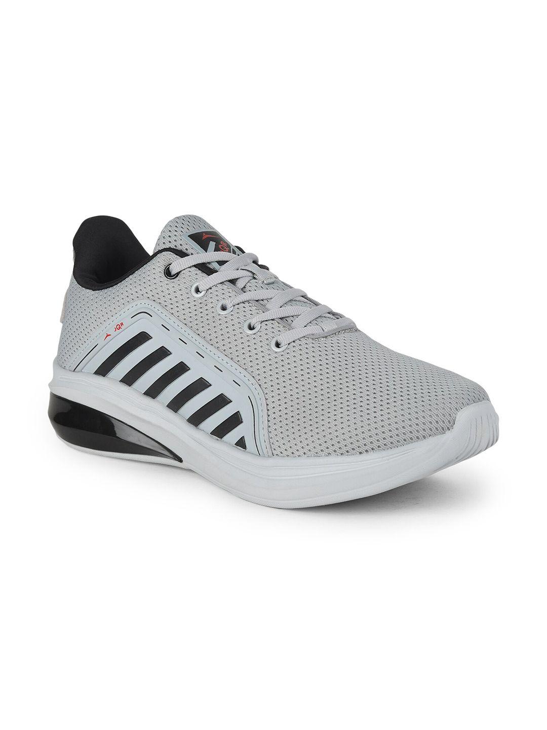 jqr men grey mesh running lace up mid-top sports shoes