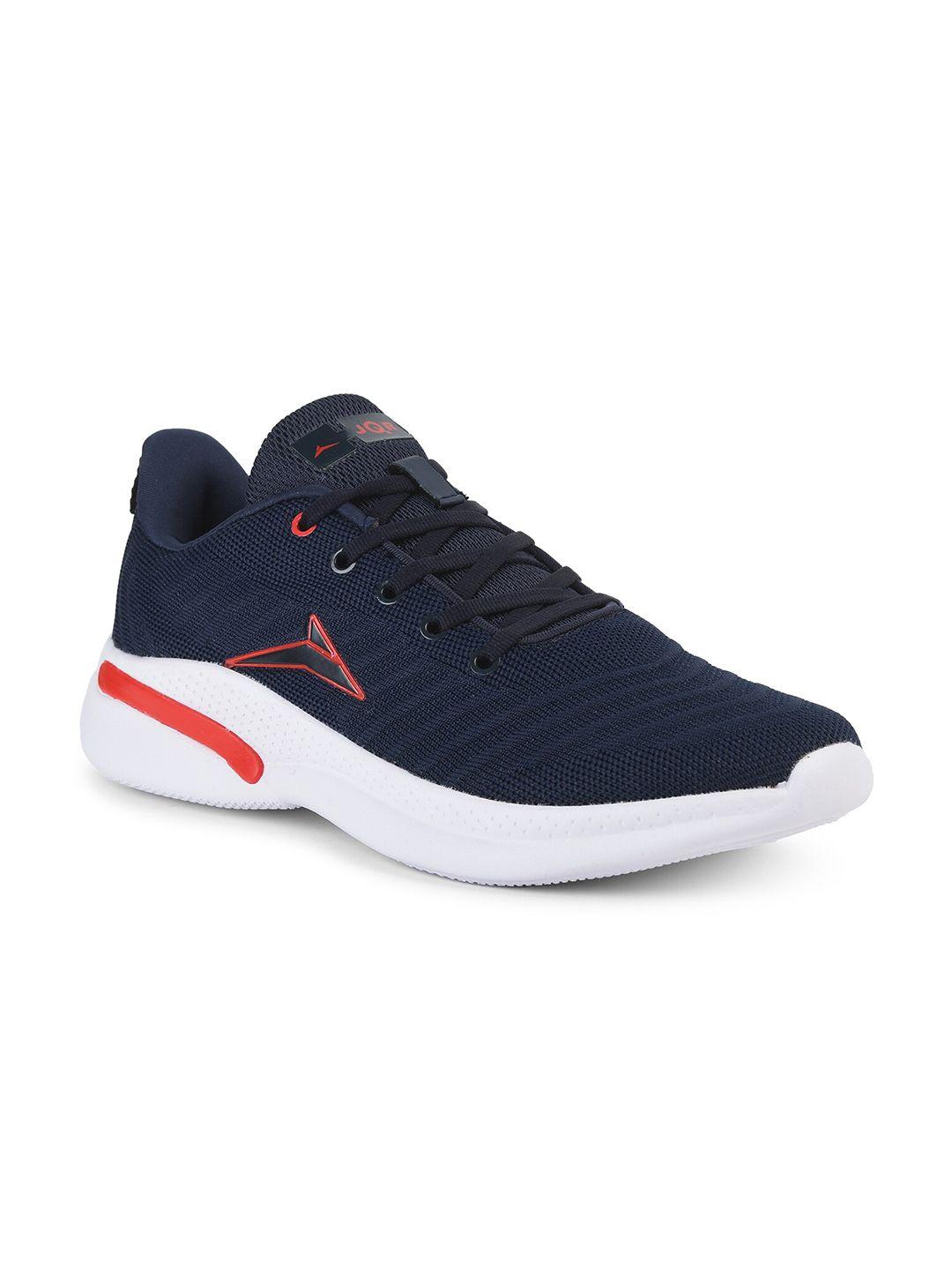 jqr men soft-002 navy blue lace up mid-top mesh running sports shoes