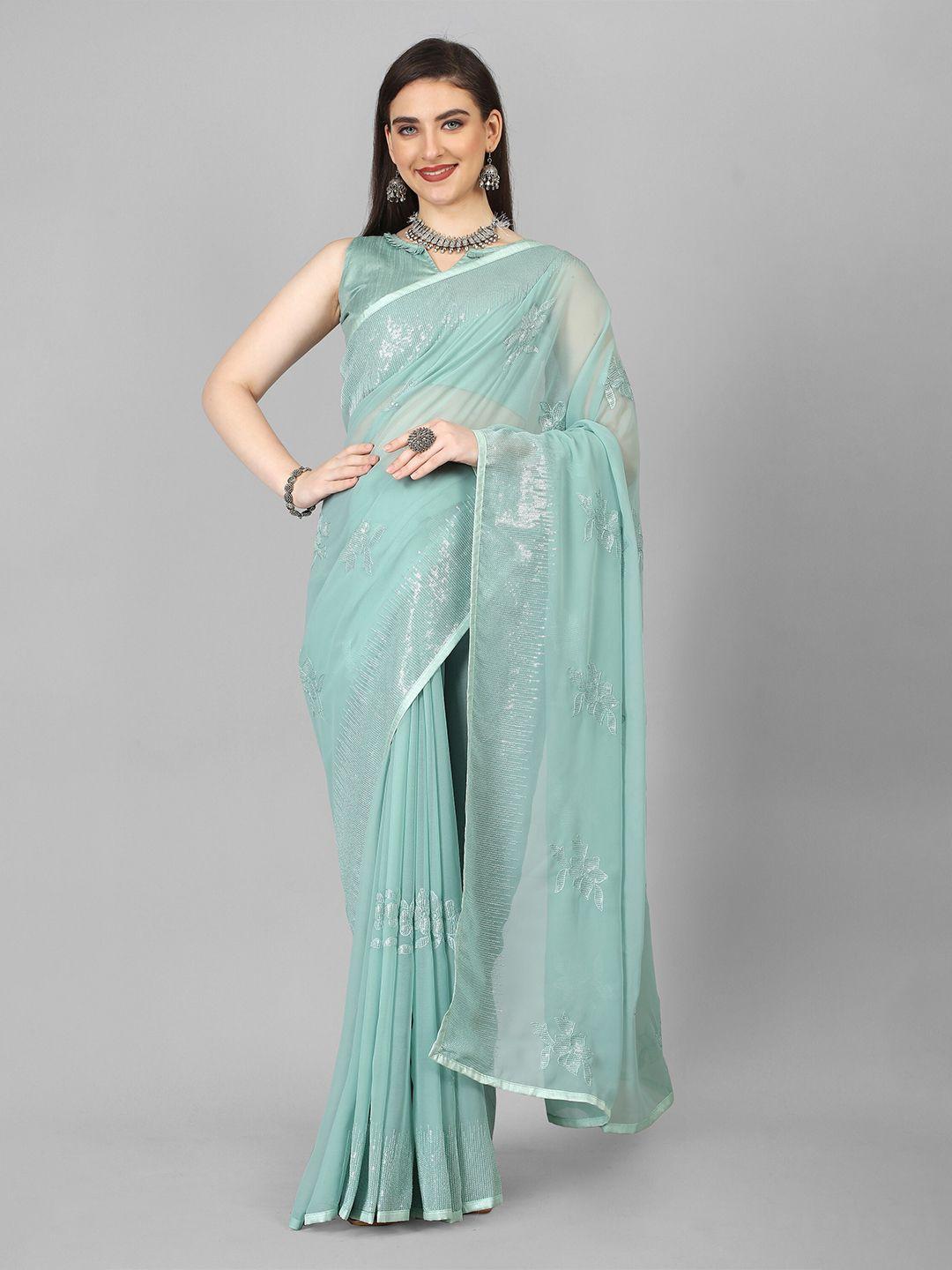 jsitaliya embellished sequinned pure georgette saree