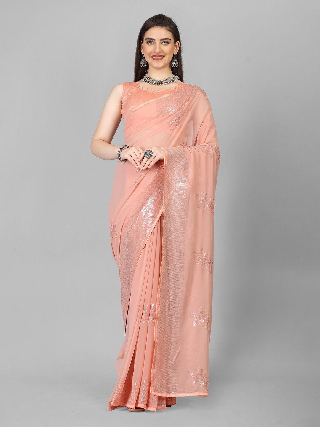 jsitaliya embellished sequinned pure georgette saree