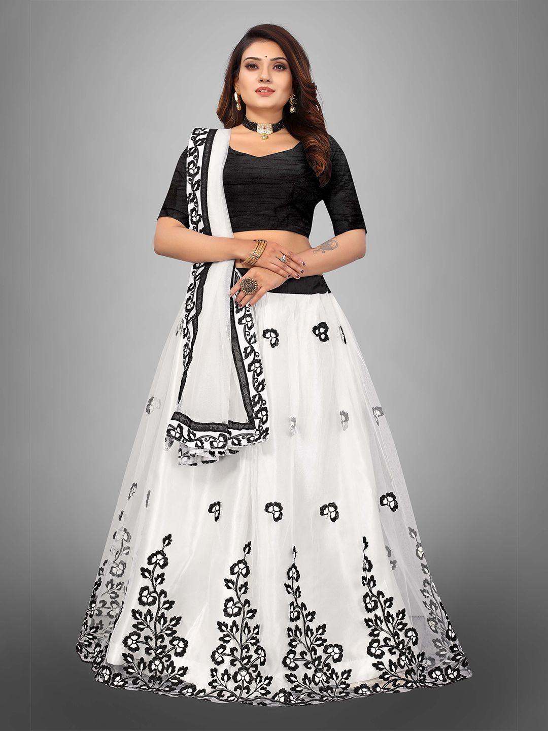 jsitaliya embroidered semi-stitched lehenga & unstitched blouse with dupatta