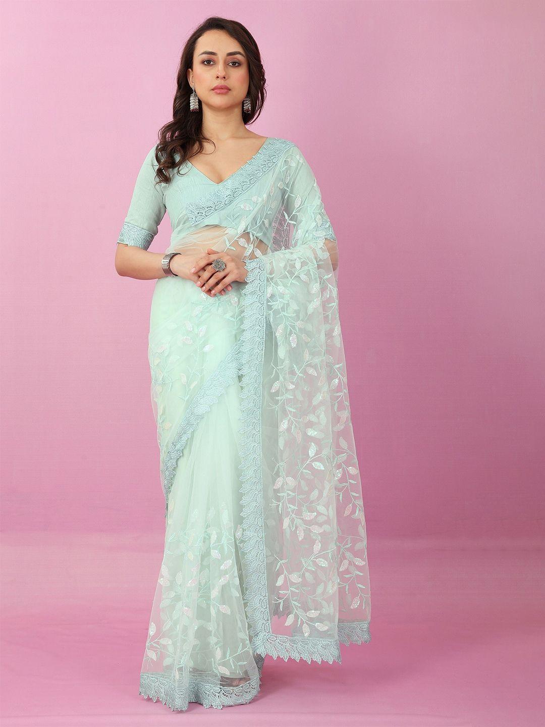 jsitaliya floral embellished sequinned net saree