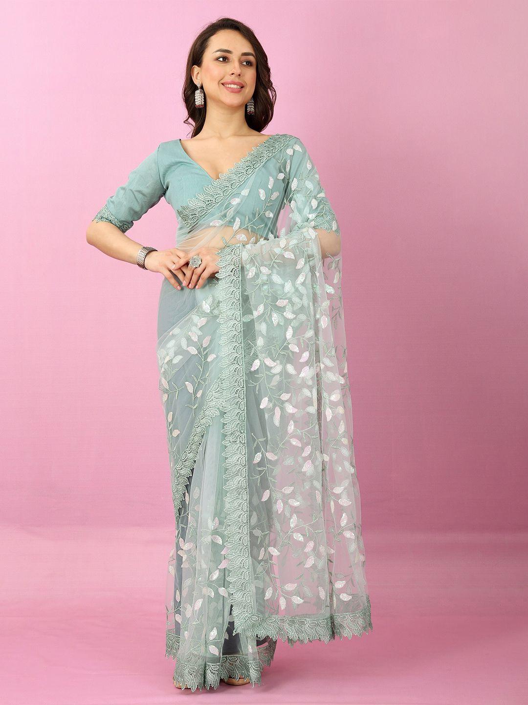 jsitaliya floral embellished sequinned net saree