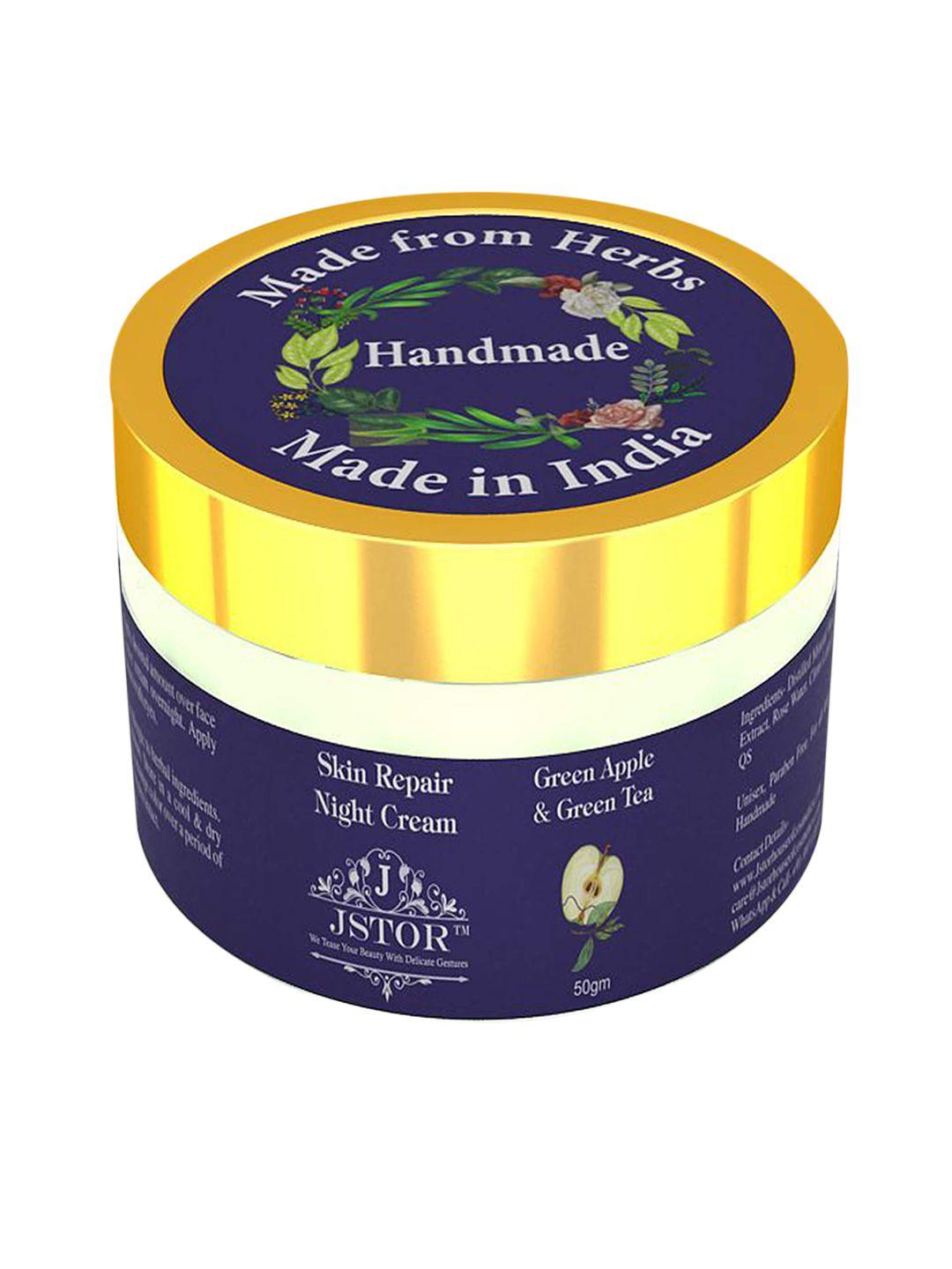jstor handmade herbal skin repair night cream with green tea & green apple - 50 g