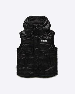 jsunny logo print hooded quilted gilet