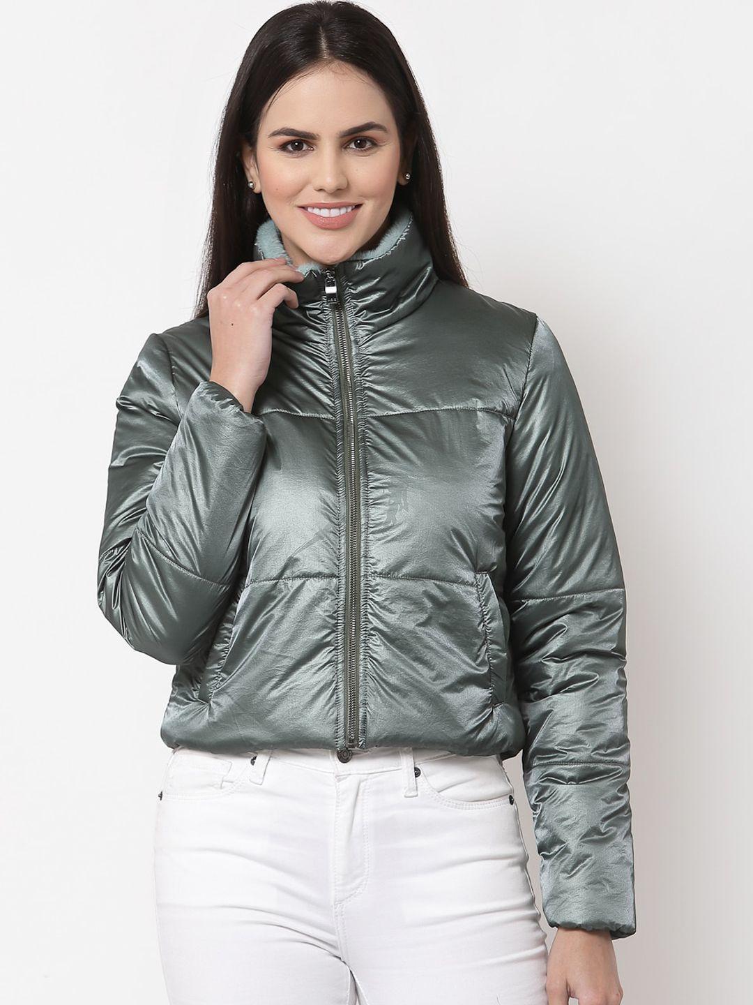 juelle women mock collar nylon crop padded jacket