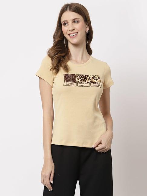 juelle beige printed crew t-shirt