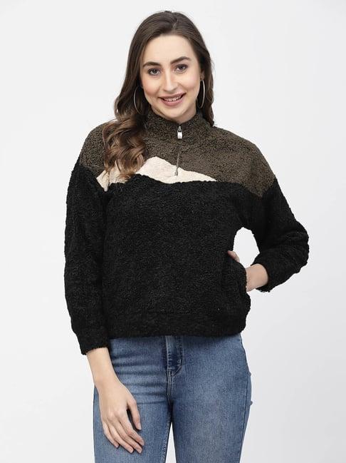 juelle black & olive color-block pullover