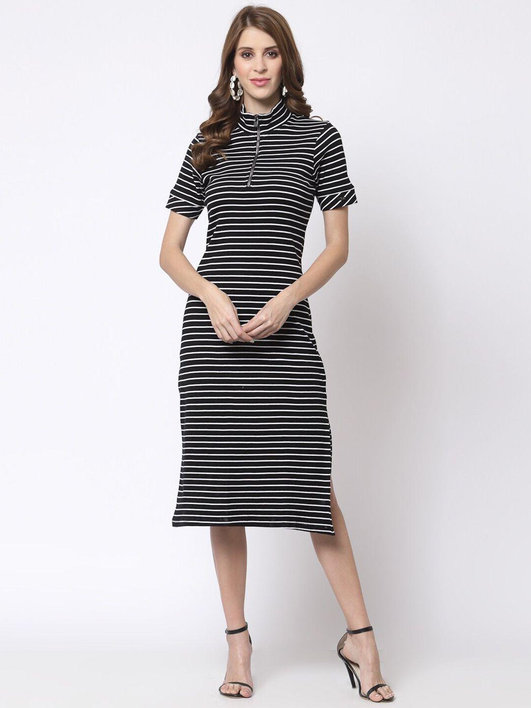 juelle black & white striped t-shirt pure cotton midi dress