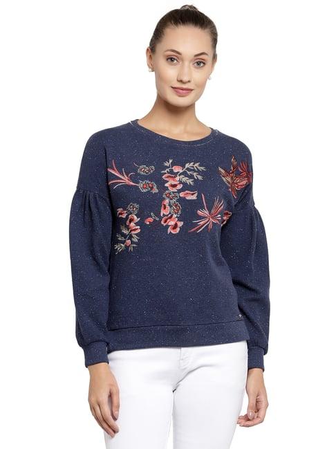 juelle navy embroidered sweatshirt