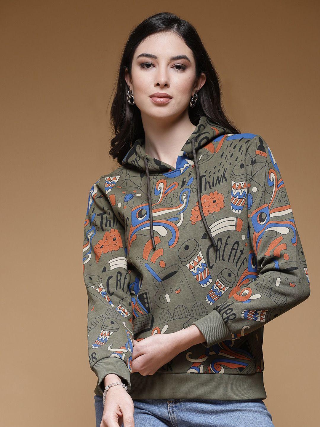 juelle printed long sleeves hooded sweatshirt