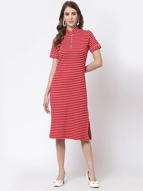 juelle red striped midi t-shirt dress