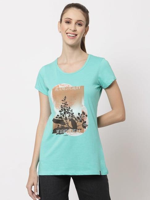 juelle turquoise printed crew t-shirt