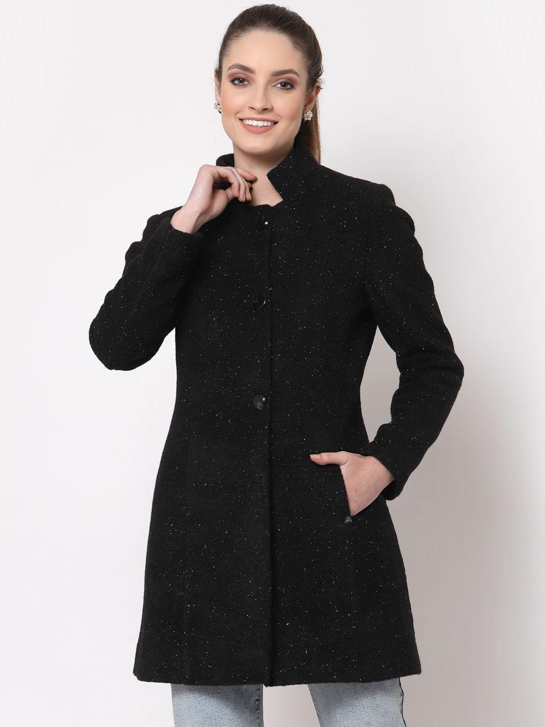 juelle women black solid longline overcoat