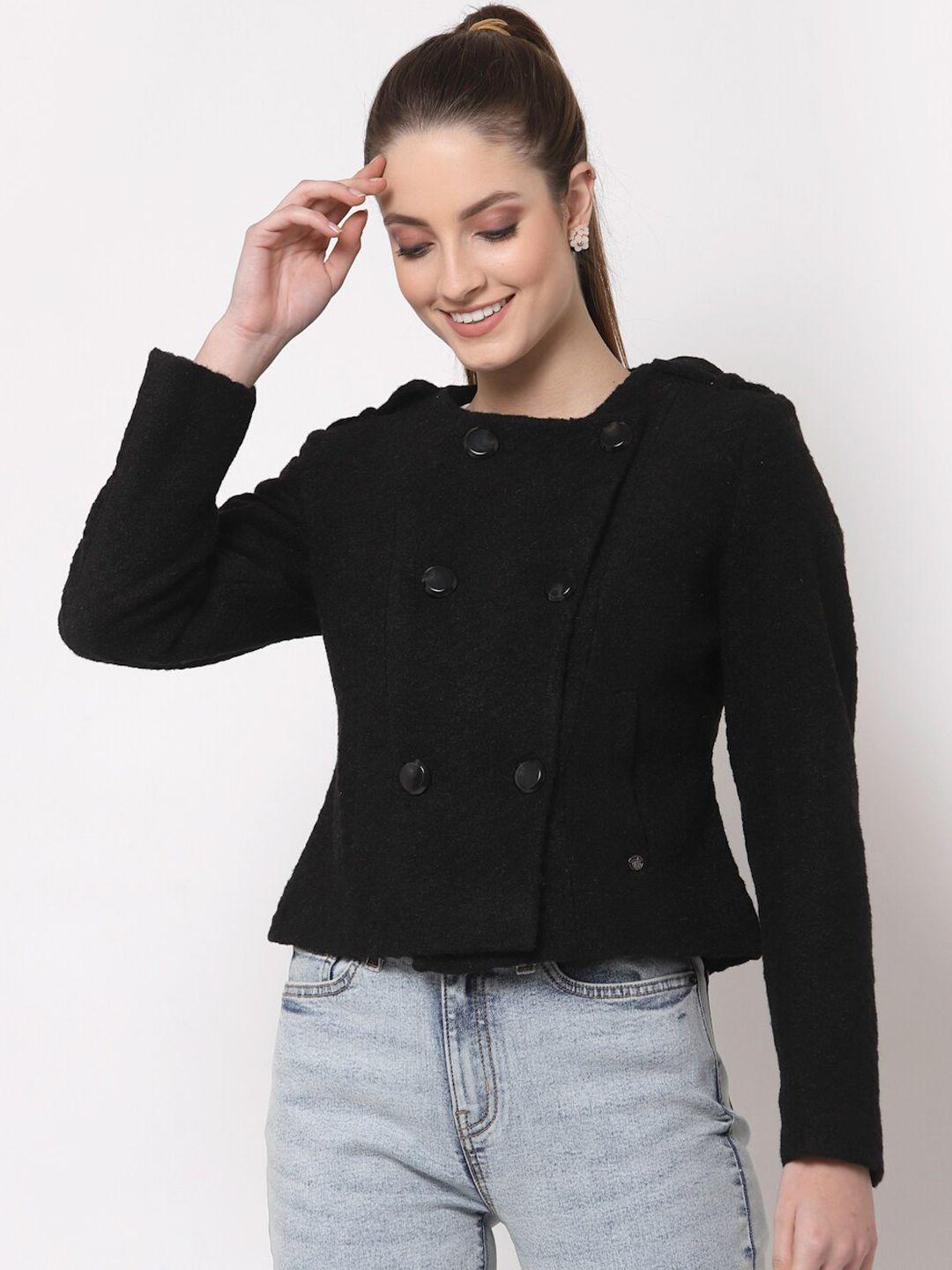 juelle women black solid over coat