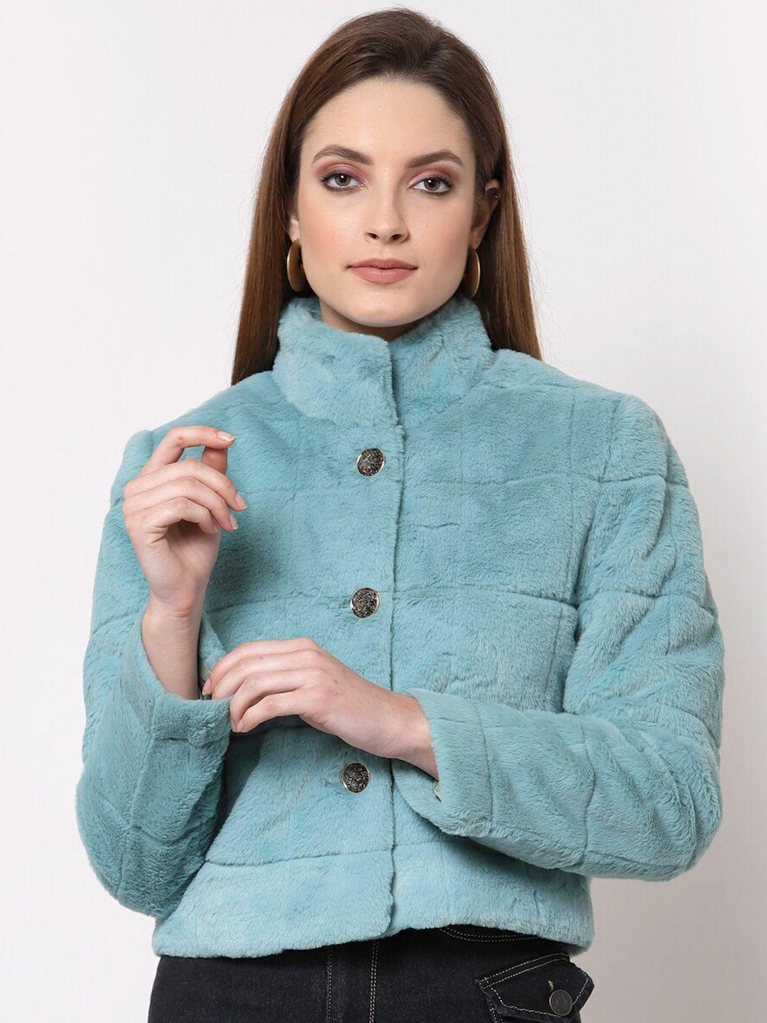 juelle women blue solid pea coat