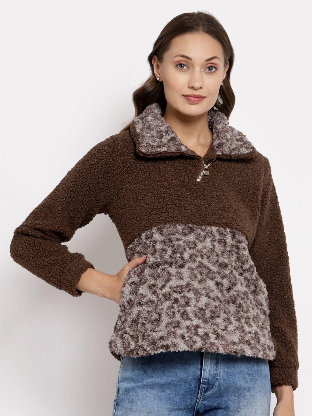 juelle women brown animal printed sweatshirt