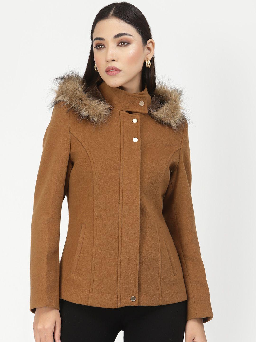 juelle women brown hooded parka coat