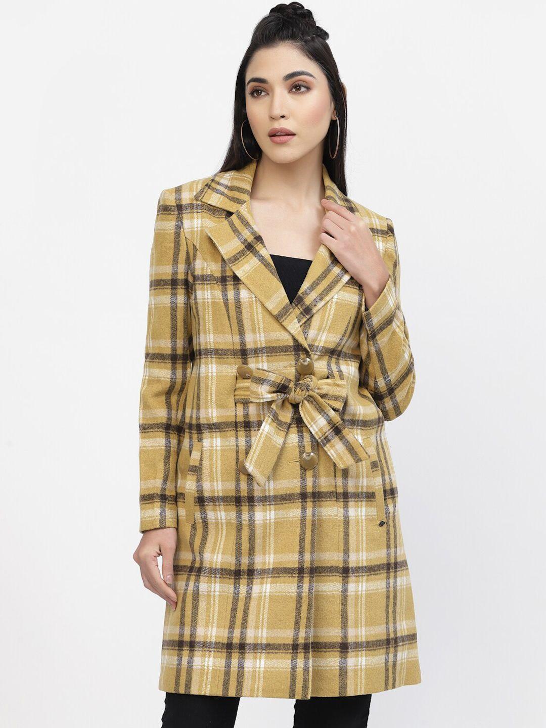 juelle women checked longline overcoat